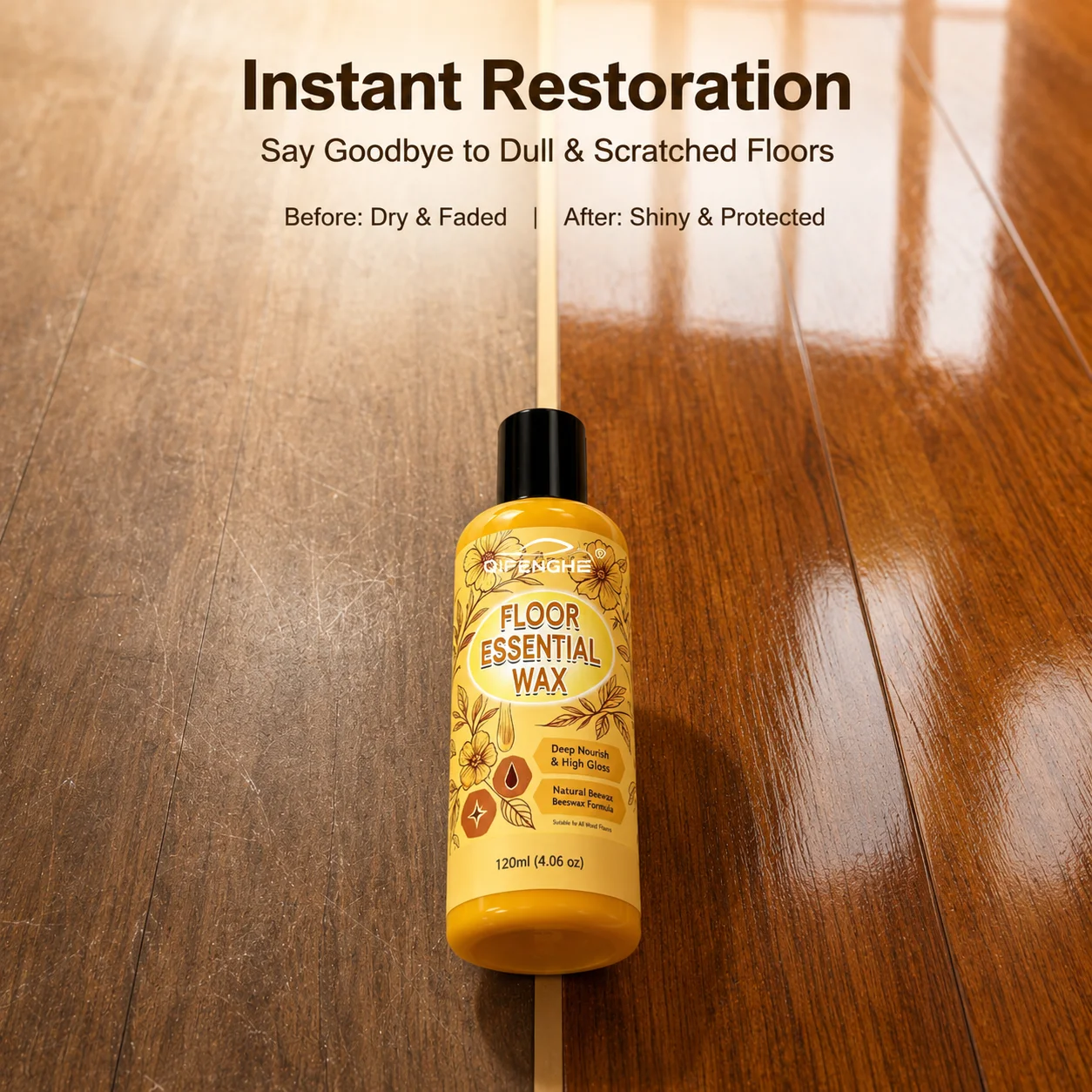 Beeswax Wood Floor Polish Deep Nourish Restore Shine Repair Scratches Anti Crack For Hardwood Laminate 120ml
