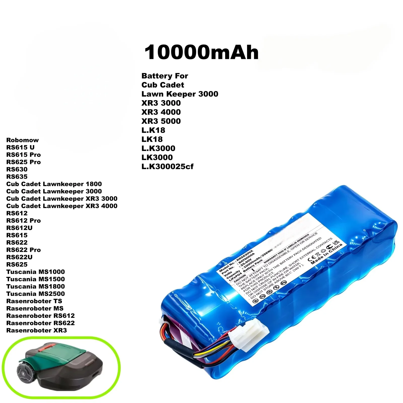 10000mAh Replacement Battery for Robomow City MS1000 MS1800 Lawn Mower 57953070 BAT6000A MRK6103A BAT6000C BAT6001B MRK6105A