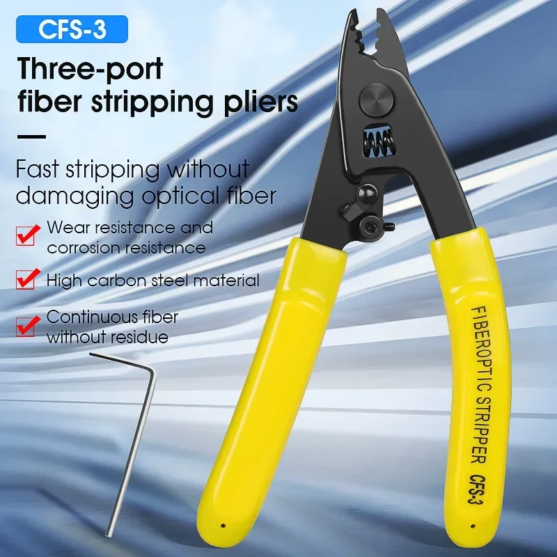 

CFS-3 Three-port Fiber Optical Stripper Pliers Wire Strippers for FTTH Tools Optic Stripping Plier Tool
