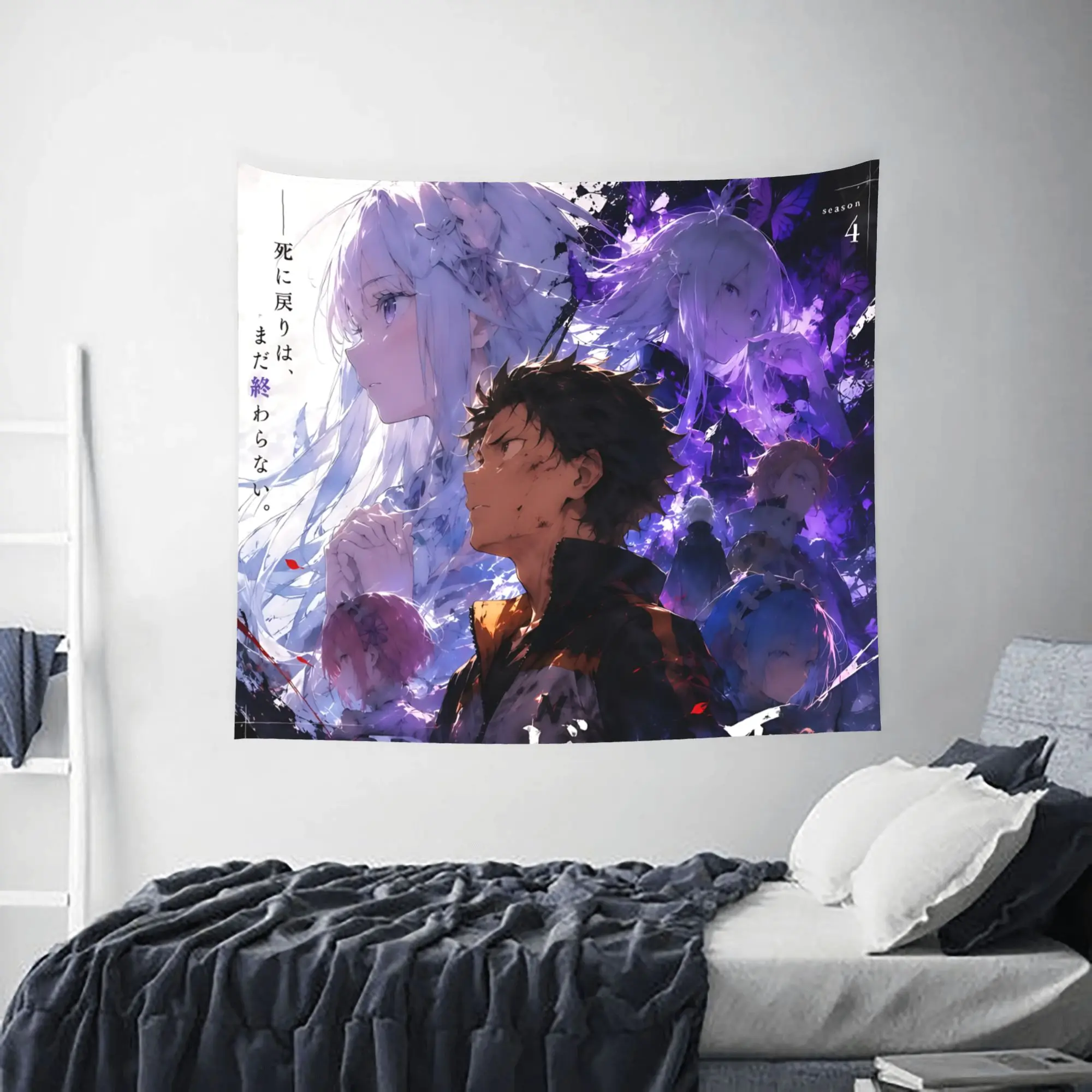 Re ZERO Anime Customized Tapestry Bedroom Decoration  Wall Hanging Blanket Tapestry Cool Stuff For Room