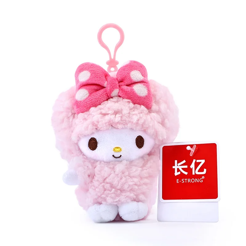 Genuíno sanrio anime kawaii piano chaveiro brinquedos de pelúcia cordeiro boneca pingente travesseiro ornamentos chaveiro aniversário presente natal