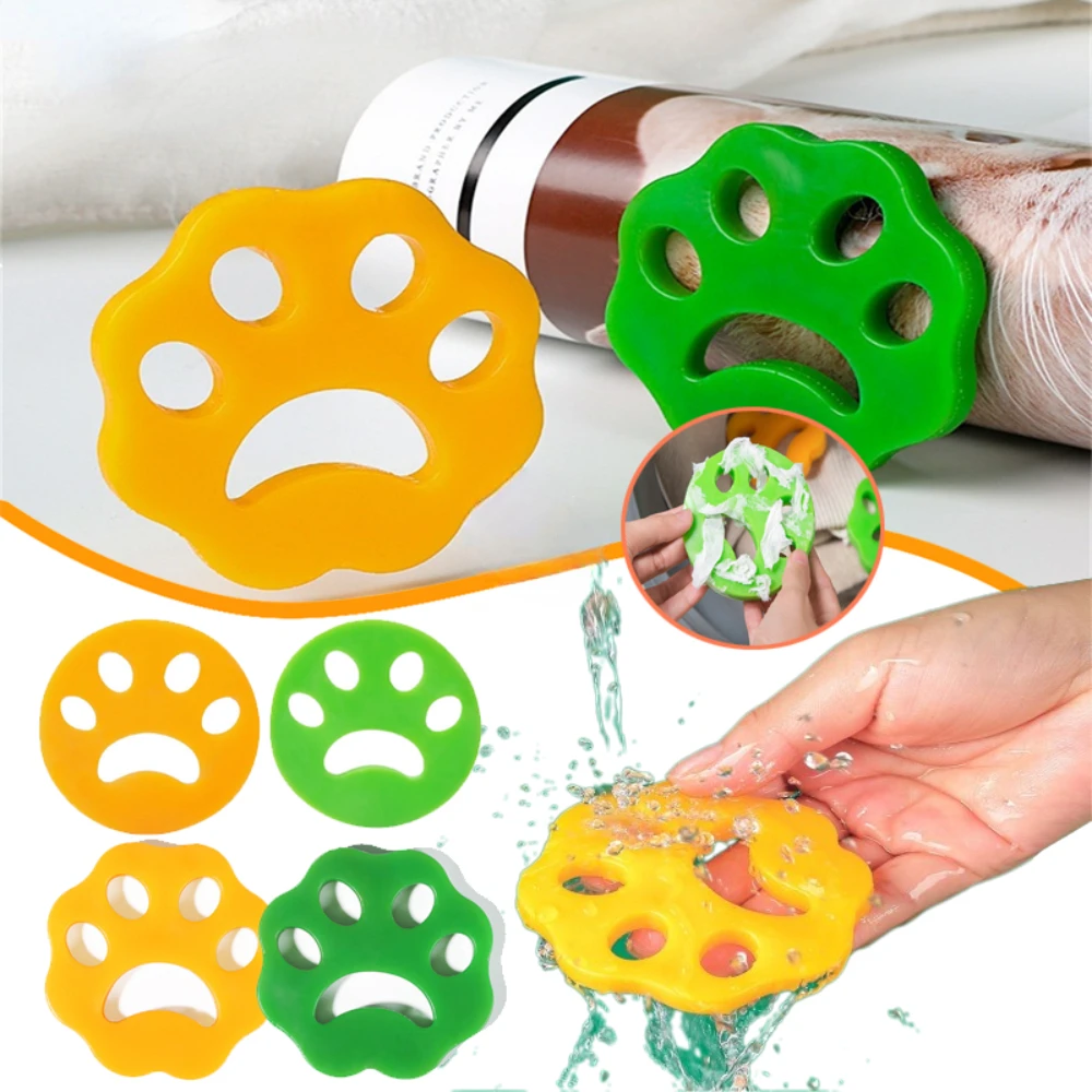 2/4Pcs Cat Paw Silicone Hair Adhesive Household Washing Machine Clothes Absorb Dust, Hair, and Debris Cleaner