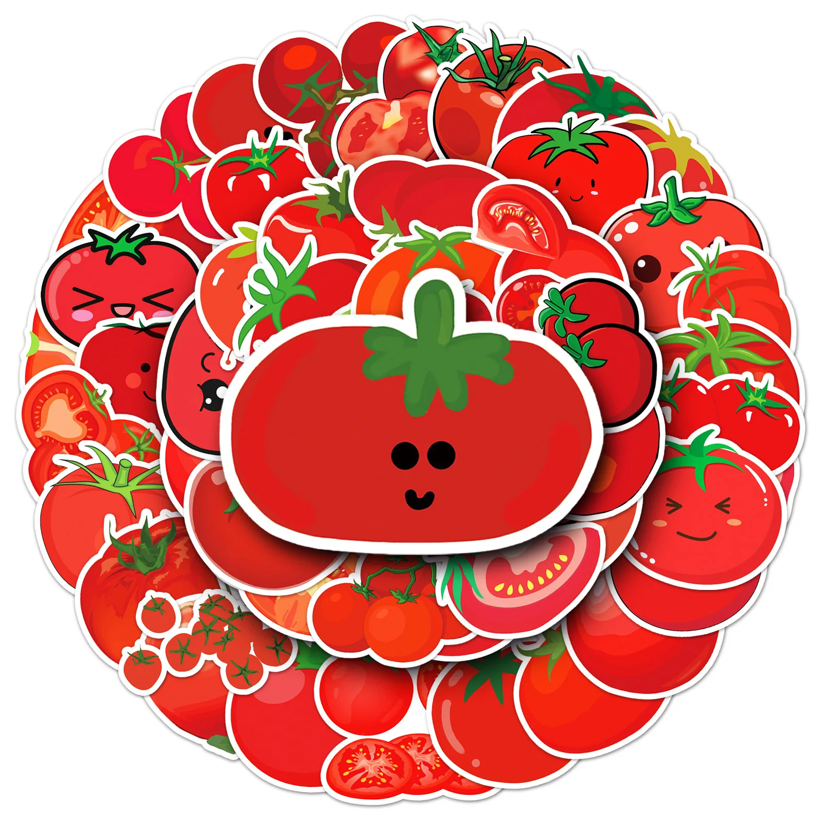 50 個漫画トマトかわいいフルーツ落書きステッカークリエイティブ面白い DIY 文具箱スクラップブック荷物デスクギター自転車
