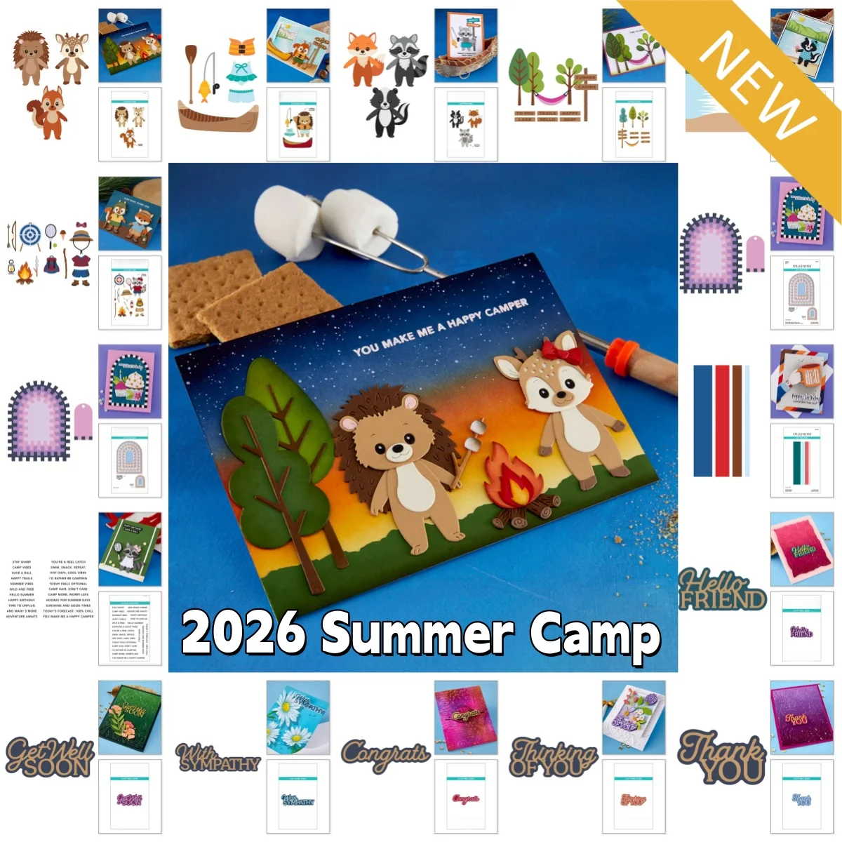 

Summer Camp Animals Splash Days Metal Cutting Dies Clear Stamps Stencil For DIY Decorating Scrapbook Card Embossing Craft 2026