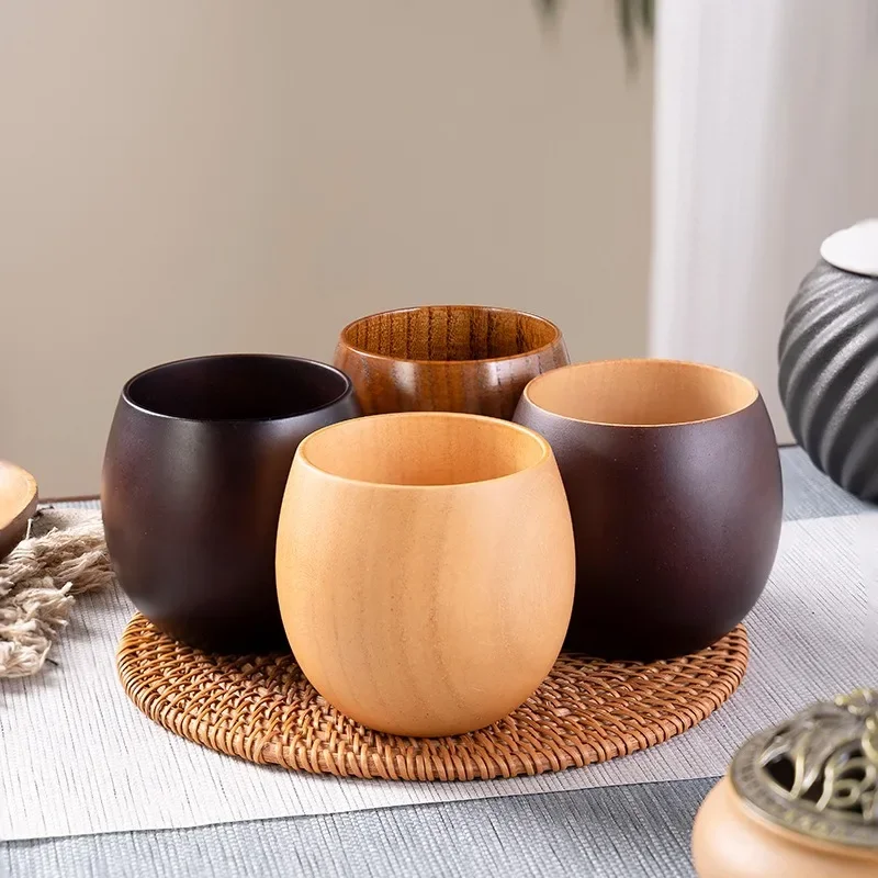 100Ml Woodens Big Belly Cup Creative Pattern Wooden Solid Wood Handcarved Anti Scald Tea Cups Simple Fragrant Original Tableware