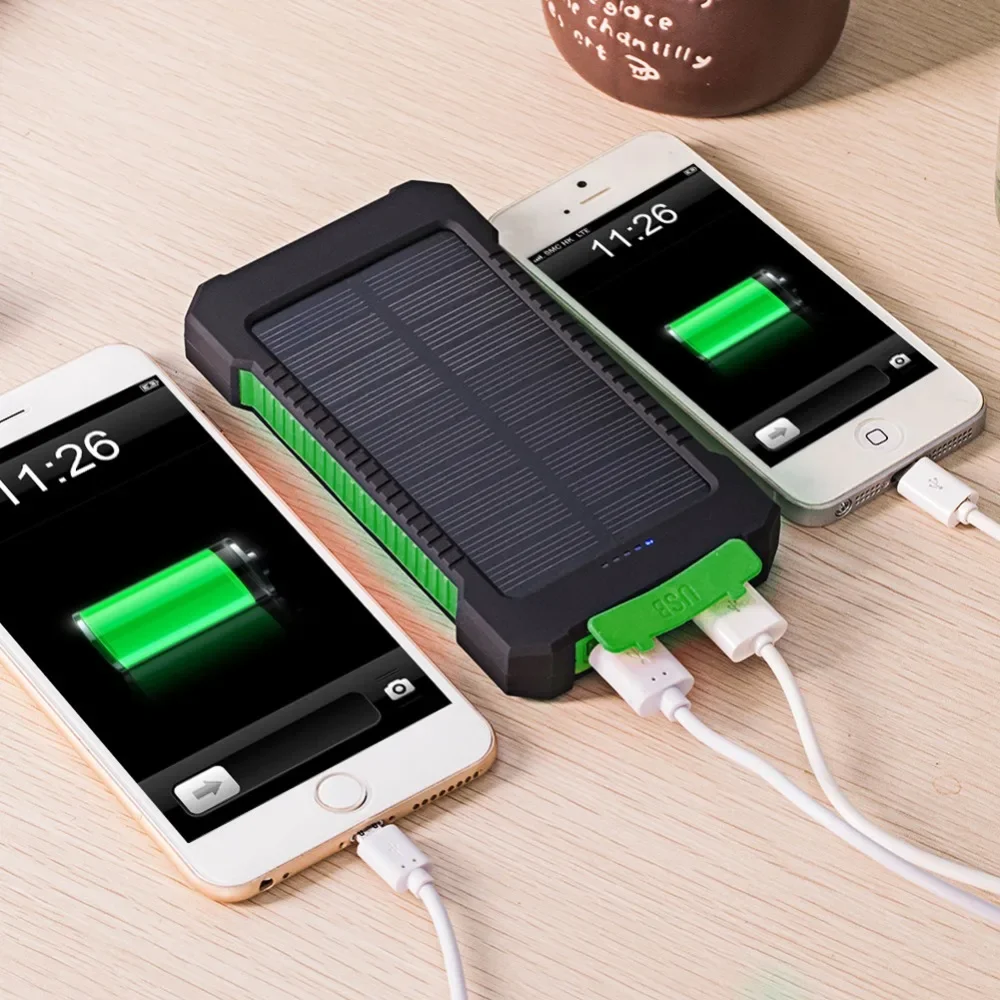 For Xiaomi iPhone Solar Power Bank 10000mAh External Battery Fast Charging waterproof Powerbank With SOS Flashlight Poverbank