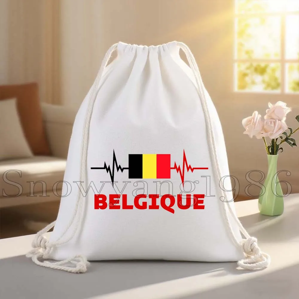 بروكسل بلجيكا العلم خريطة البلجيكية لطيف قماش الرباط أكياس كرة القدم على ظهره الصالة الرياضية القطن كيس الهدايا الرياضة اليوغا سلسلة حقيبة #5