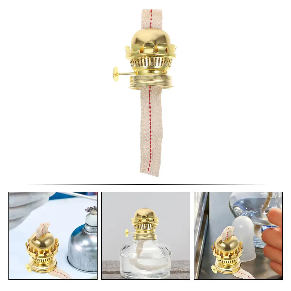 1 Retro Oil Lamp Burner Golden Aluminum Alloy Wick Replacement Parts For Vintage Lamps Portable Lighting Accessories