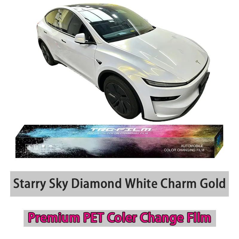 TRG High Quality Vehicle Color Change Film: Diamond White Charm Gold (Bright PET Vinyl Film - Original Automotive Paint Series)