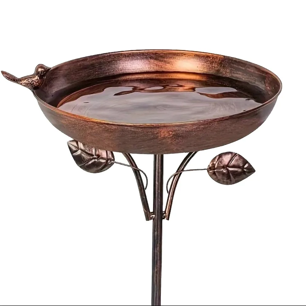 

Garden Decor Iron Bird Feeder Plugin Convenient Durable Bird Feeding Dish Large Capacity Retro Bird Bathtub Container