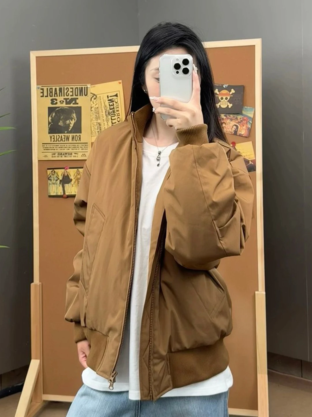 

Lightweight Brown MA Flight Jaet down Vest ex Winter Baseball Sle Cotton Workwear Coat Warmth Stand Collar Zipper