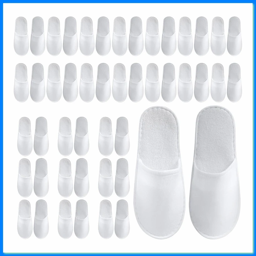 30 Pairs Disposable Slippers for Guests,Bulk Slippers for Hotel,Spa,Travel,Shoeless Home,Spa Slippers with Pouch-A57M