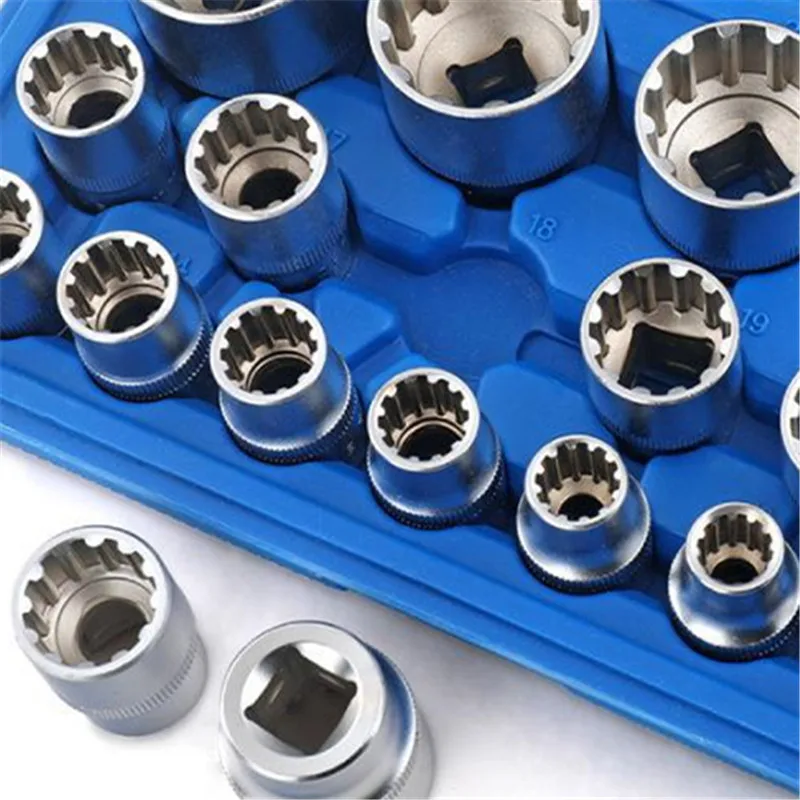 

Многофункциональные наборы бит из 19 предметов, набор инструментов Torx 8-32 мм, гайки с несколькими зубьями для ремонта автомобилей