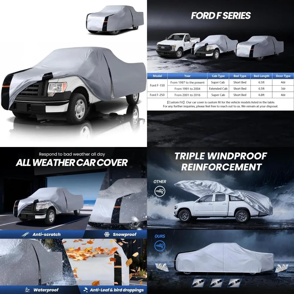 

Waterproof All-Weather Custom Fit Car Cover for 1997-2026 Ford F150 Super Cab Short Bed 6.5ft Full Exterior Protection