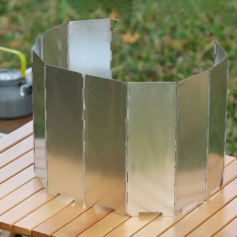 

8/10 Plate Folding Windshield with Pin Aluminum Alloy Camping Stove Windshield Outdoor Picnic Stove WindScreen Camping Equipment