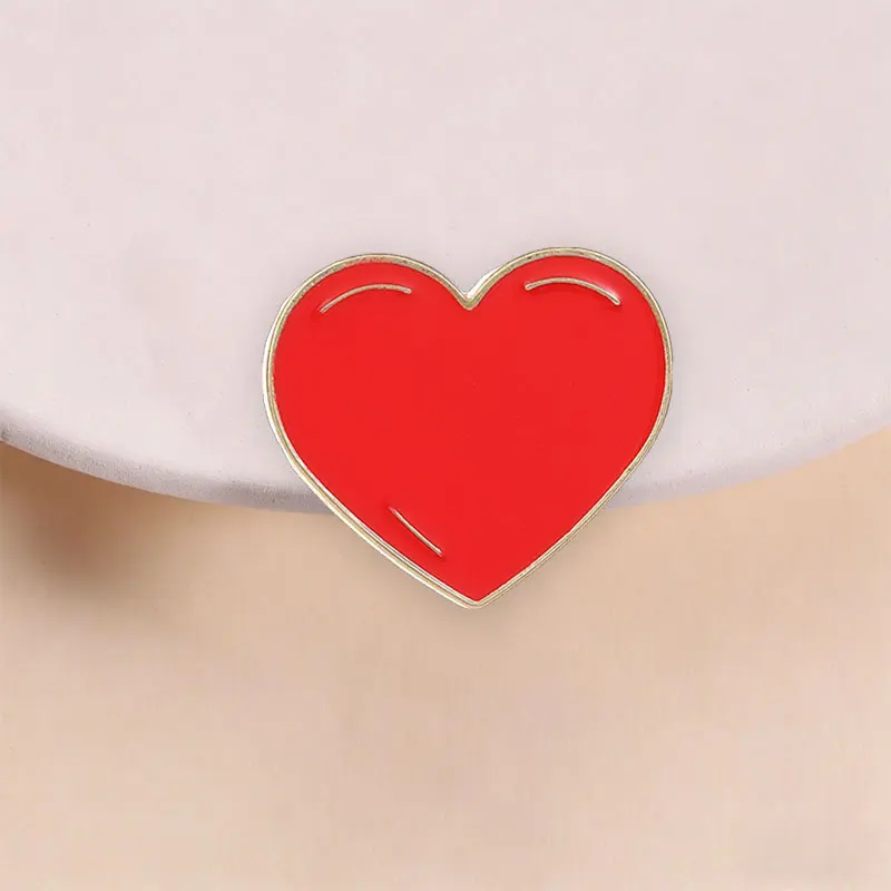 Red Heart Enamel Pin Gold Border Classic Shiny Finish for Valentine Anniversary Gift Jacket Backpack Hat Decoration