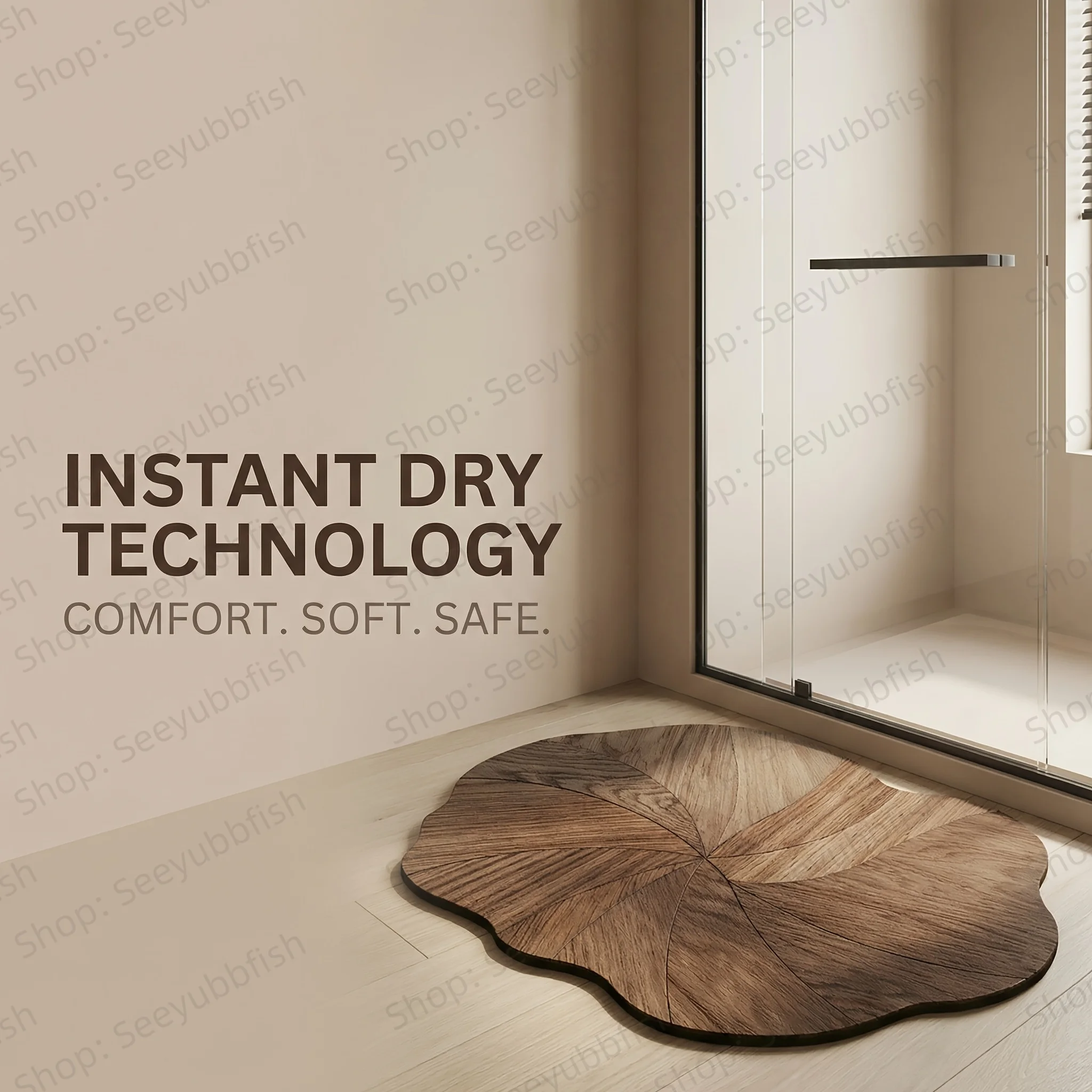 Irregular-Shaped Diatomite Bathroom Mat New Wood Grain  Absorbent Quick-Drying Non-Slip Foot Mat Toilet Use Bathroom Accessories
