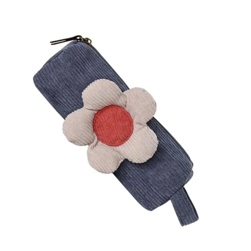 1Pcs Daisies Pencil Case Exquisite Craftsmanship Colorfast Smooth Zipper Fabric Portable Pencils Pouch