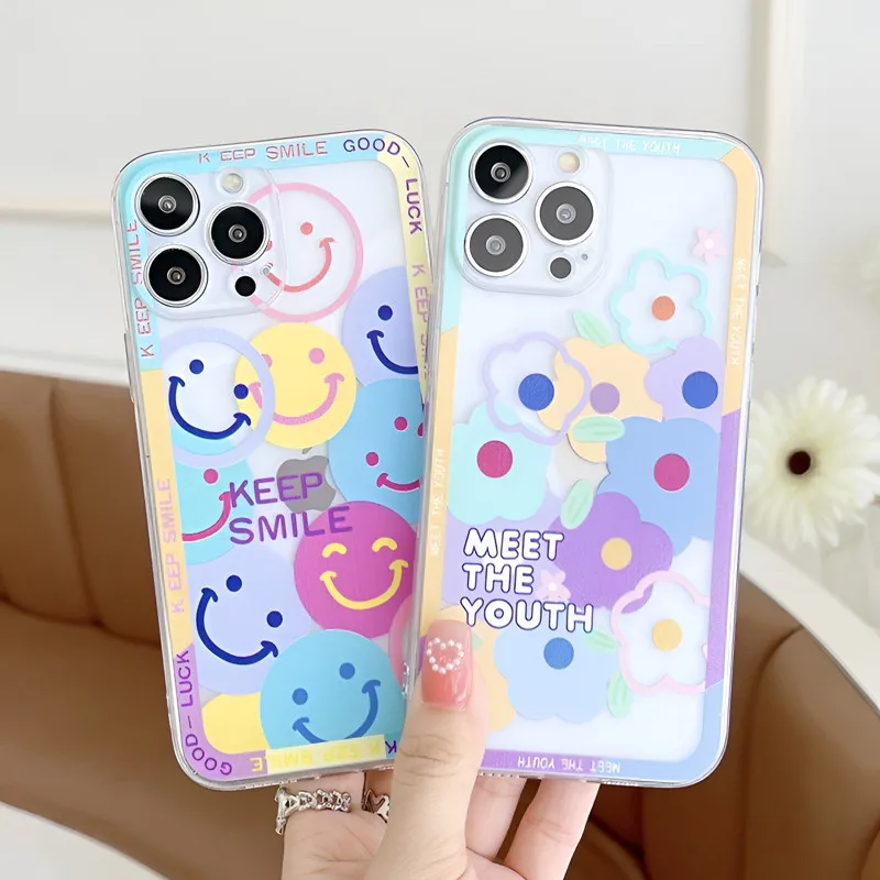 Colorful Smiley Flowers Soft Silicone Phone Case For Samsung Galaxy Note 8 9 10 20 S20 S21 FE S22 S23 Ultra Plus A13 A03 Cover