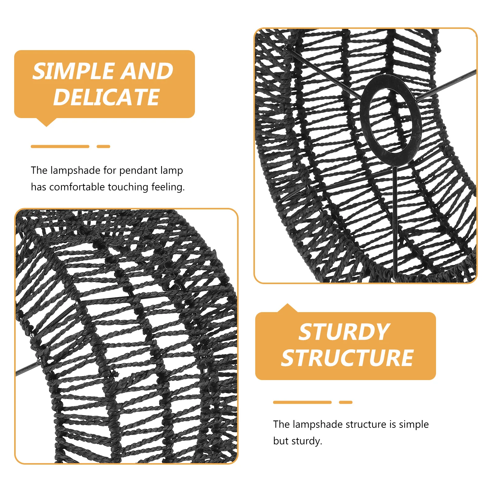 القش حبل عاكس الضوء ريفي المنسوجة تصميم غطاء مصباح السقف استبدال حجم L غطاء خفيف داخلي جو أكثر دفئا #1
