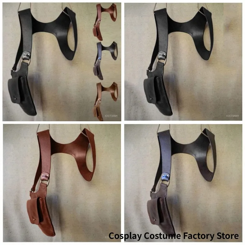 Leather Invisible Underarm Shoulder Bag Mobile Phone Bag One Shoulder Wallet Hidden Bag Medieval Cosplay Waist Bag For Steampunk