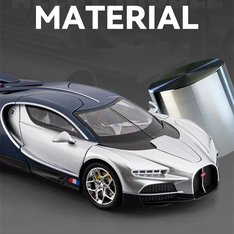 

2025 New 1:24 Bugatti Tourbillon Alloy Sports Car Model Diecast Metal Hypercar with Sound & Light High Simulation Racing Vehicle