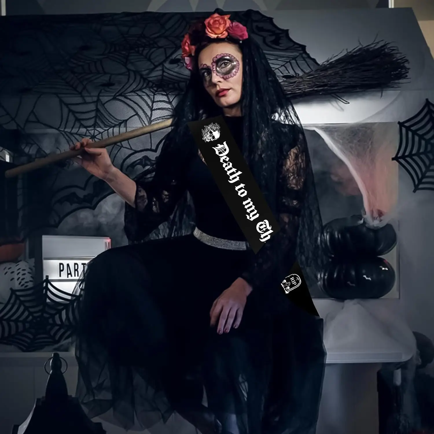 وشاح Death to My Thirties، Rip to My 30s زينة عيد الميلاد، جنازة سوداء لمستلزمات حفلات أعياد الميلاد الأربعين لشبابي #2