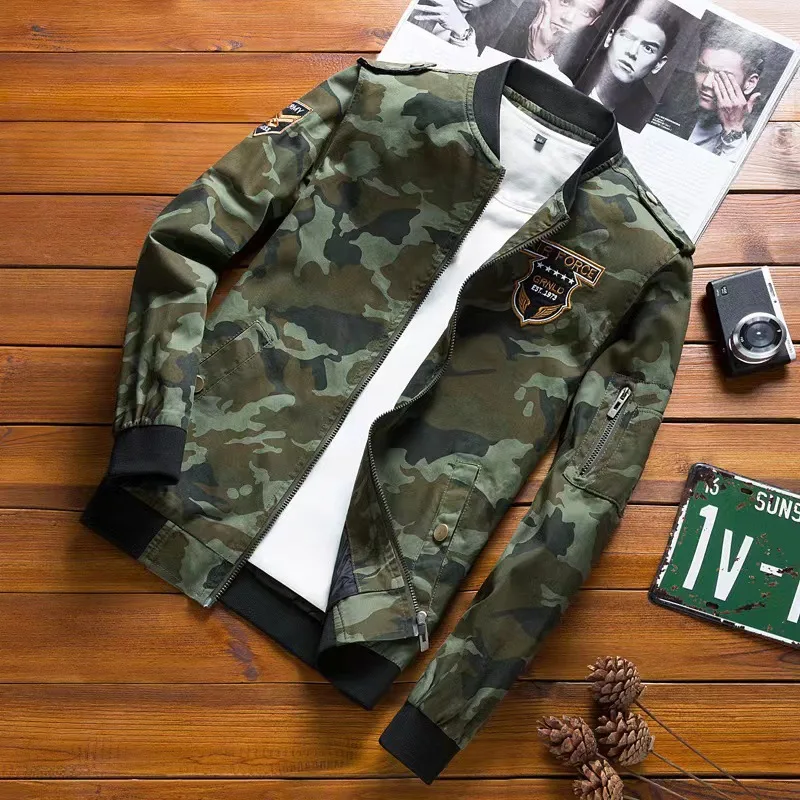 

Autumn men's jacket camouflage pure cotton military jacket loose large size casual jacket