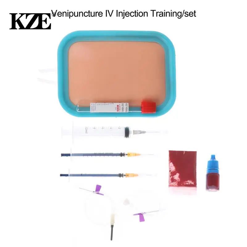 

Nurses Intravenous Venipuncture IV Injection Training With Blood Returning Package Pad Silicone Wound Skin Suture Training Model