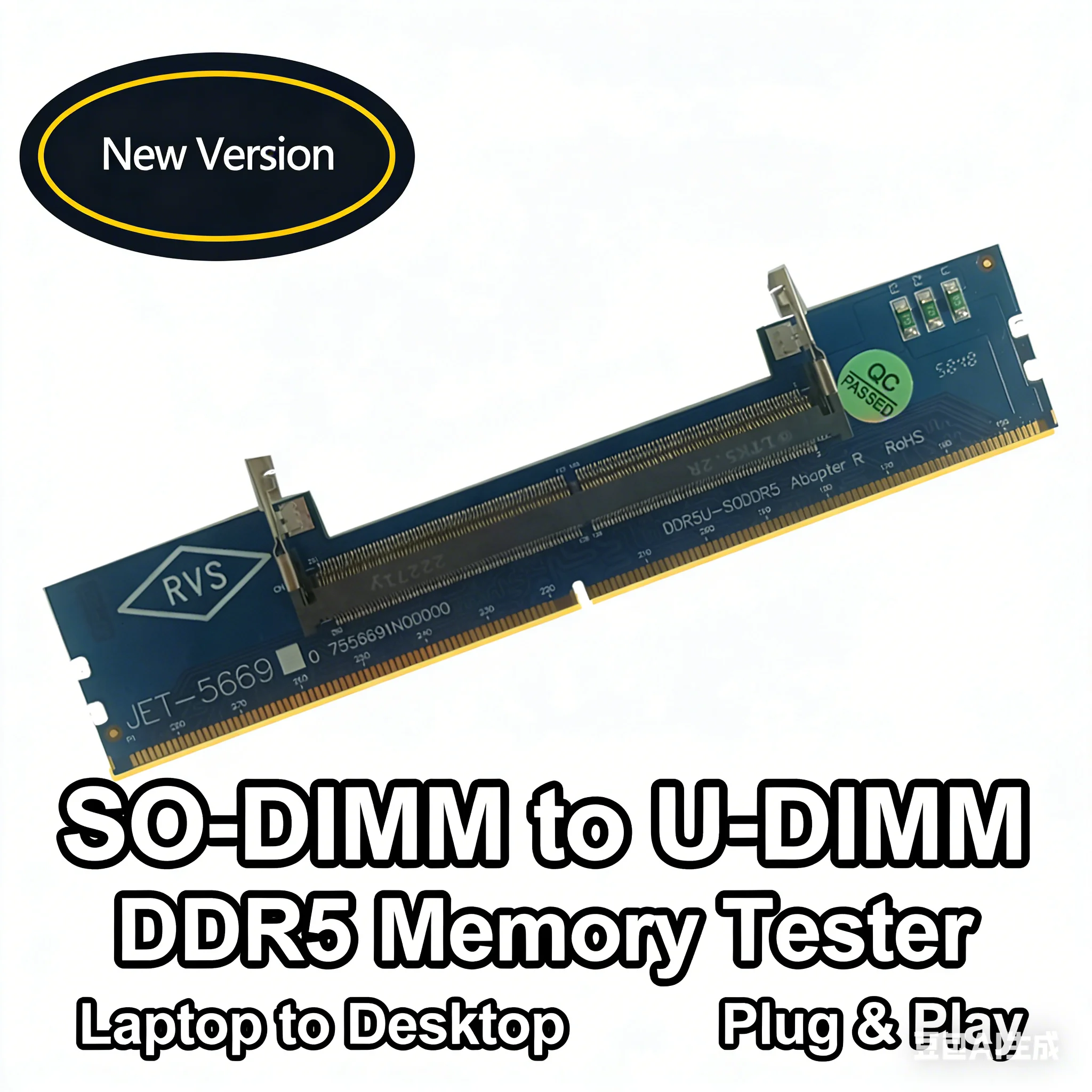 hot DDR5 SO-DIMM to U-DIMM Adapter. Turn laptop DDR5 RAM into desktop memory. Built-in memory tester, stable, plug & play