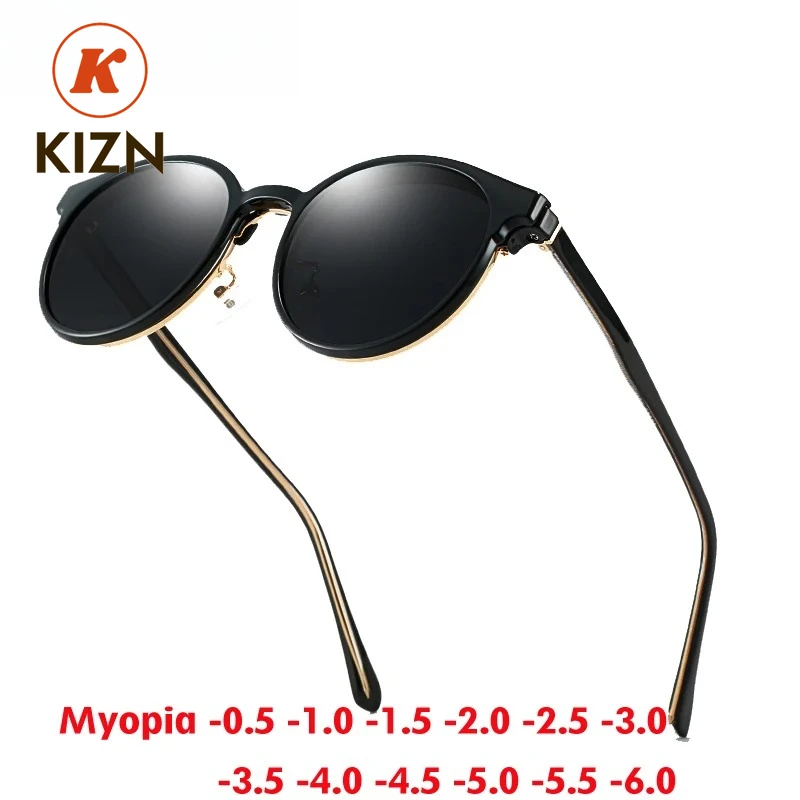 

KIZN Women Magnetic Myopia Polarized Sunglasses Men 2025 NEW 2 in 1Clip Glasses Round Frame Optical Lens Eyewear -0.5 to-10