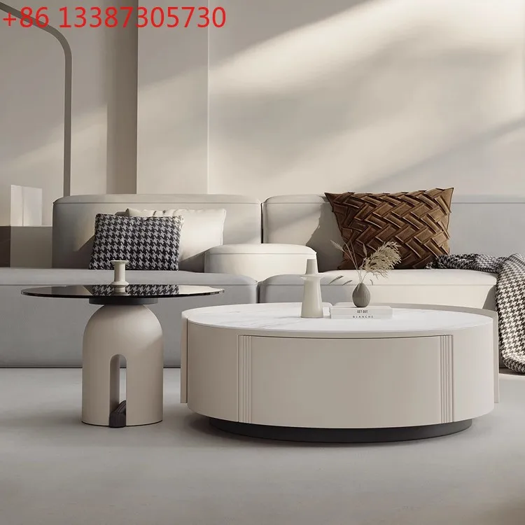 

Итальянский минималистичный журнальный столик из каменной плиты для гостиной, современный, простой, в кремовом стиле, комбинированный.