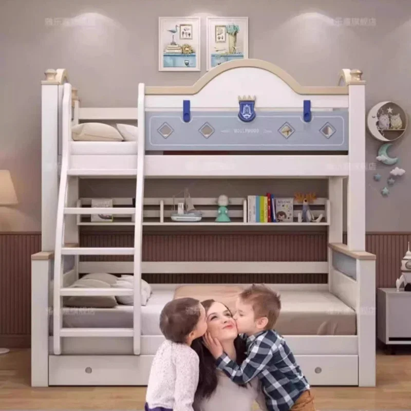 120x150cm Queen Size Bunk Bed Full Frame Luxury With Storage Mattress Loft Kids Bed For Newborn Cama Casal Bedroom Furniture