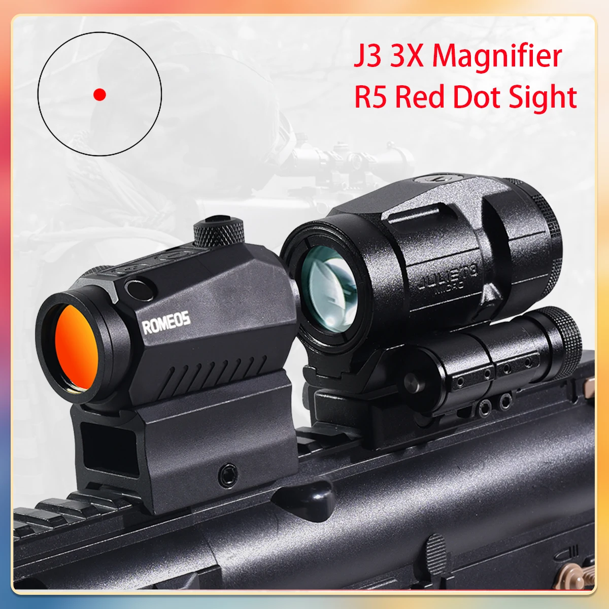 1x22mm 3X Magnifier with Flip-up Mount Hunting Scope Red Dot Sight Reflex Airsoft Sight Adjustable RifleScope Tactical Accessory