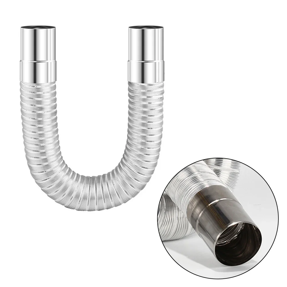 Revestimiento de chimenea de codo de acero inoxidable resistente, curvatura telescópica y flexible, perfecto para caminos de estufa de leña al aire libre