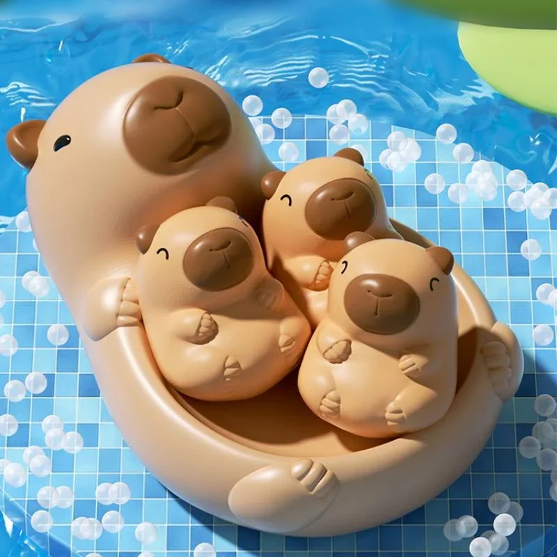 1 مجموعة الطفل الأم الحيوان ختم حوض لعبة العائمة التفاعلية المياه اللعب كابيبارا الحيوان للاستحمام بركة الشاطئ حوض الاستحمام اللعب #4
