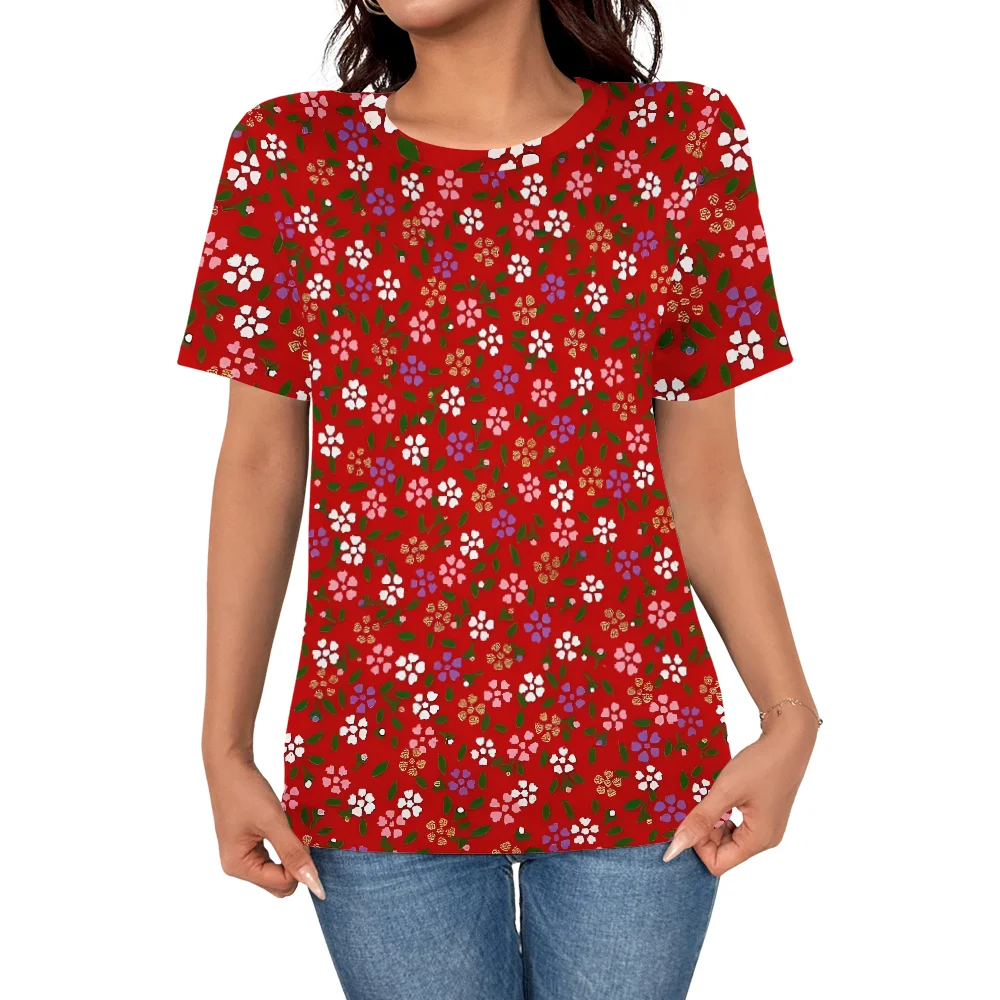 

Женская повседневная модная летняя популярная футболка с короткими рукавами и цветочным 3D принтом, женская простая и элегантная футболка, топ