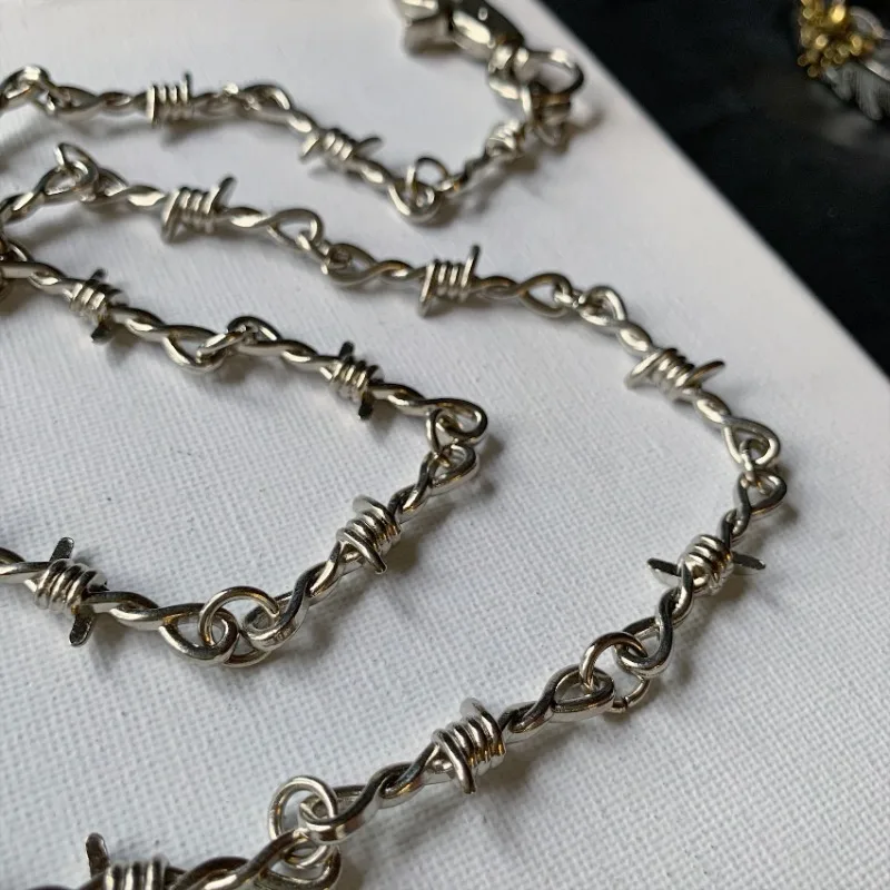 أحزمة فاسق الشوك سلك الشائكة بنطلون طويل الخصر سلسلة Y2k أحزمة الهيب هوب الجرونج القوطي النساء الرجال السراويل الجينز اكسسوارات #4