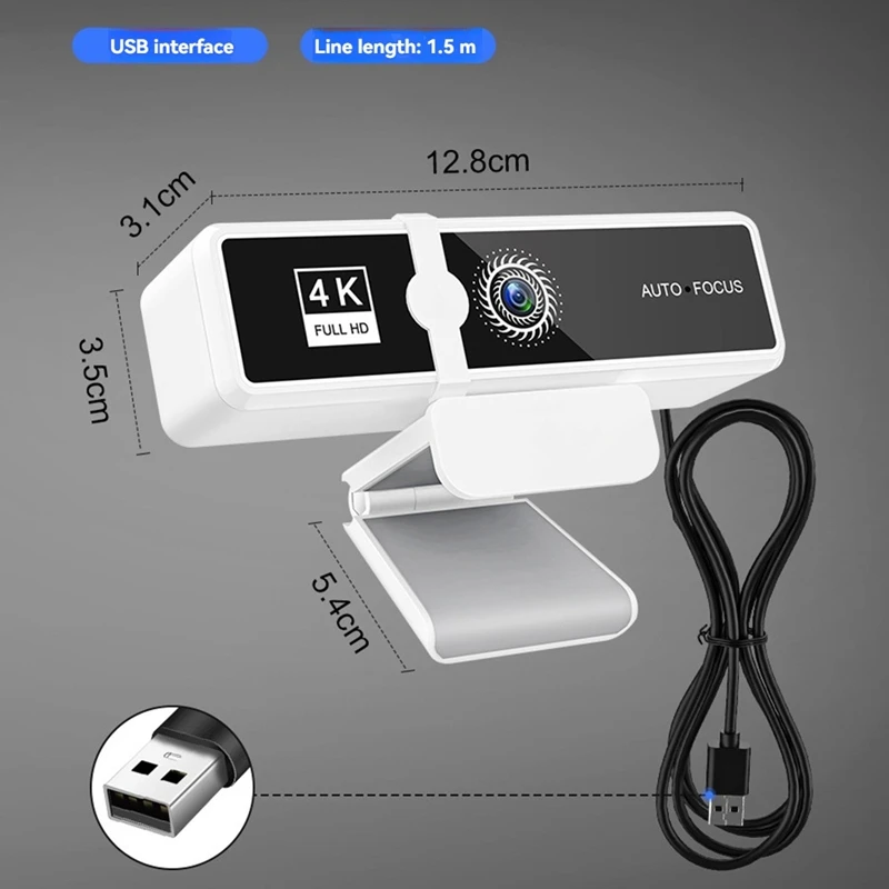 4K كاميرا كمبيوتر عالية الوضوح شبكة البث المباشر كاميرا USB لمؤتمرات الفيديو عالية الوضوح