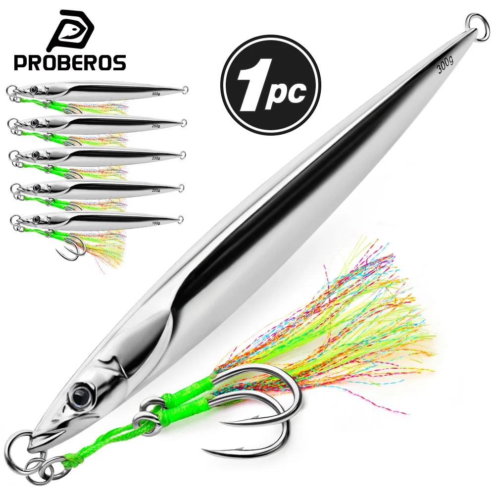 

PROBEROS Bass Trout Fishing Bait 180g-300g Metal Jigging Lures Fishing Jigs High Carbon Steel Hooks Shiny Saltwater Spoons Bait