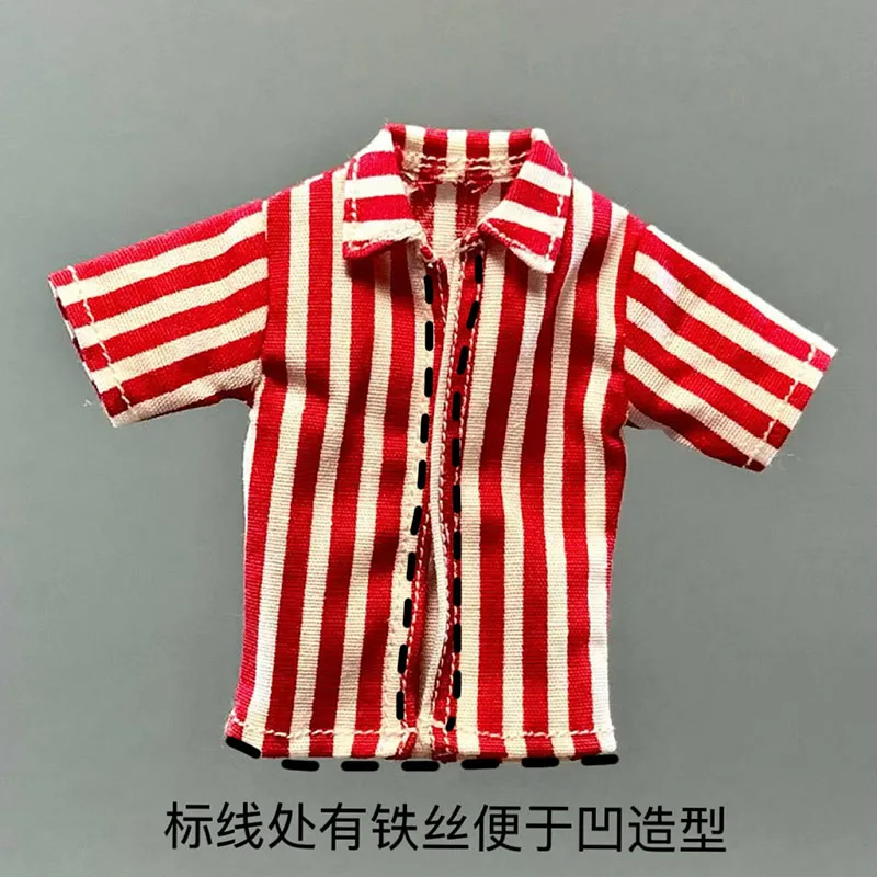 

【Only Clothes】1/12 Scale One Piece Roronoa Zoro Cloth Shirt Red-white Splicing Short Sleeves T-shirt for 6" Action Figure Body