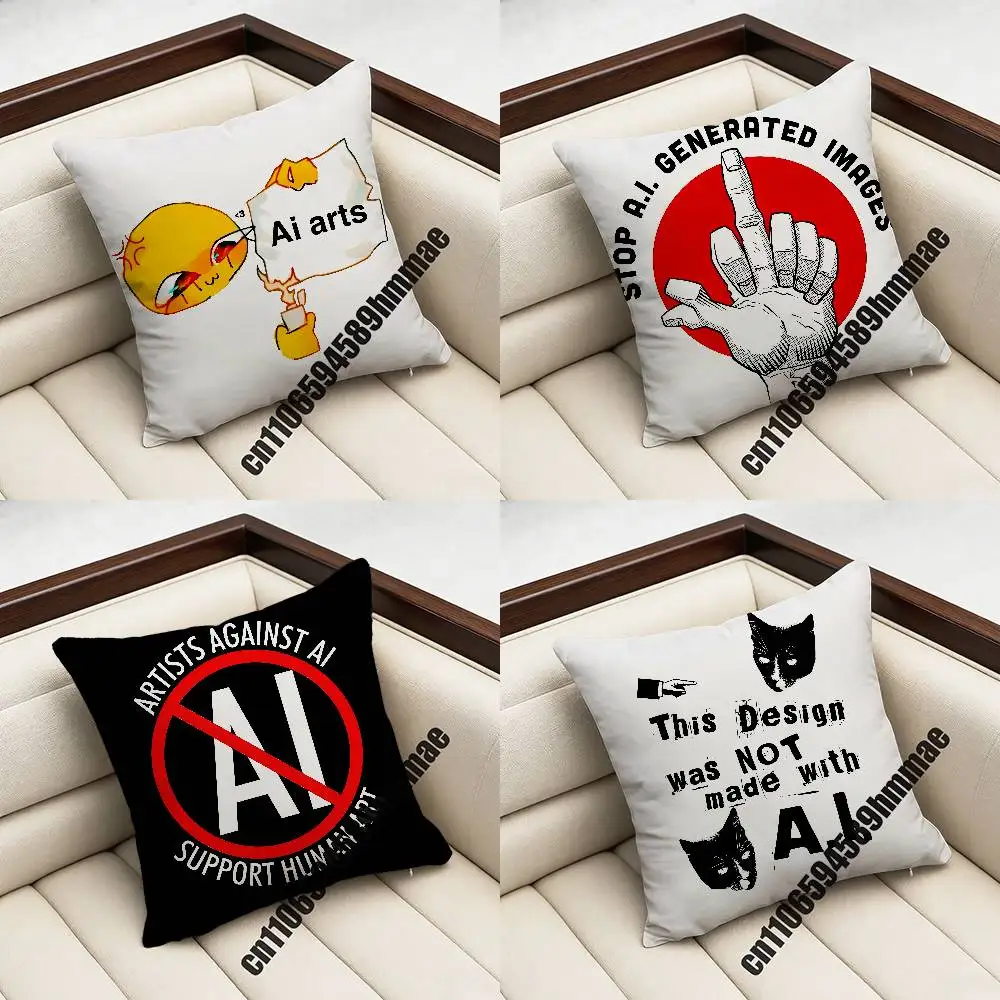 

Наволочка для декоративной подушки с принтом «FOR STOP AI Against AI Support Human Art», 45x45 см, 40x40 см, квадратная, для автомобиля, чехол для подушки