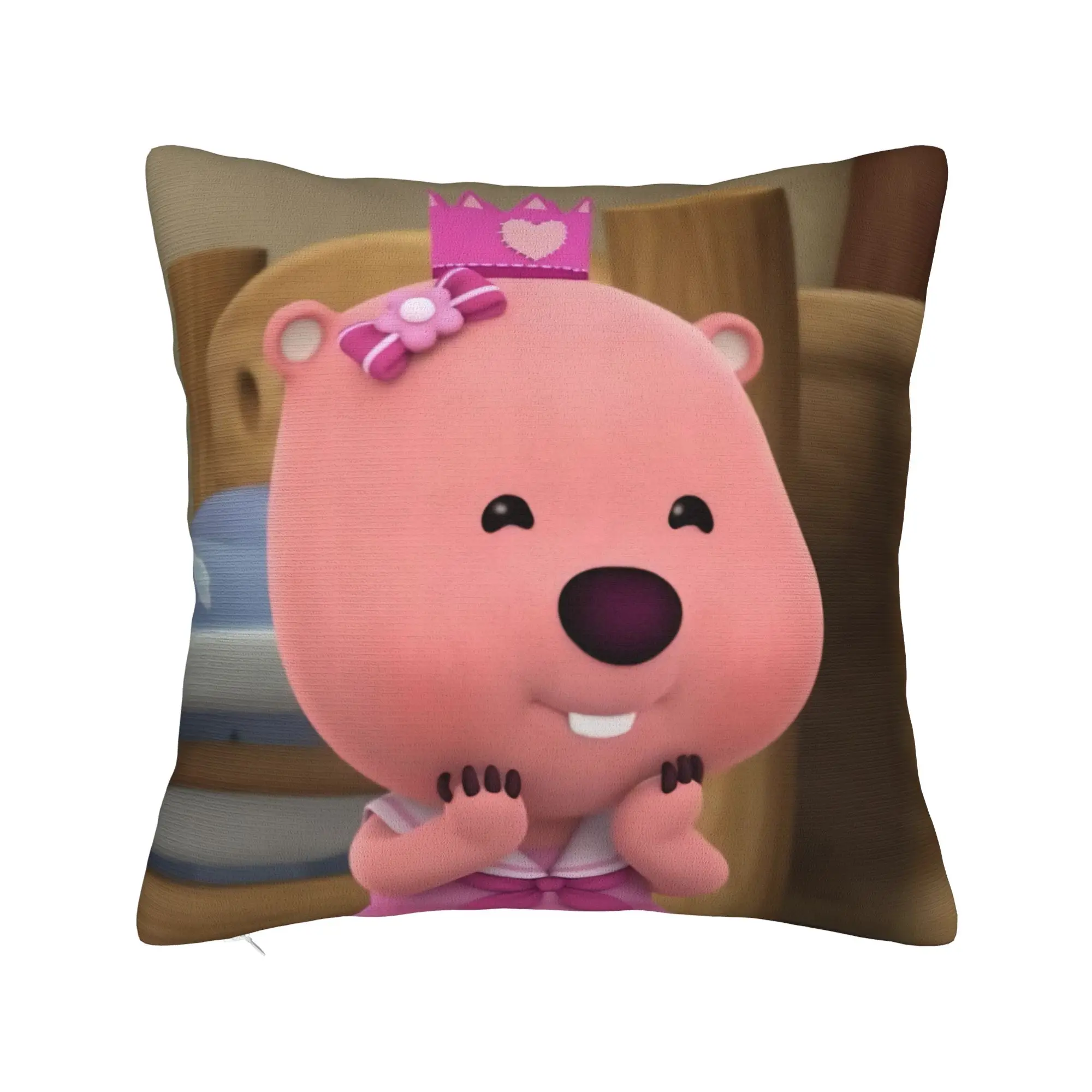 Loopy Happy Square Pillow Cases Lovely Cartoon Cushion Covers Creative Zipper Decorative Pillowcase for Car 40x40cm