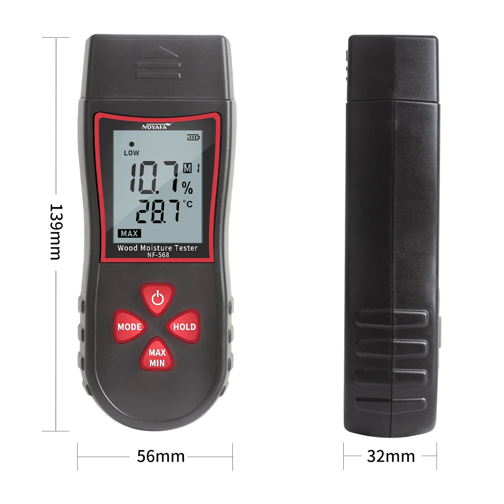 NOYAFA NF 568 Digital Wood Moisture Meter Timber Damp Tester Humidity Meter Two Pins Hygrometer Concrete Cement Brick Detector