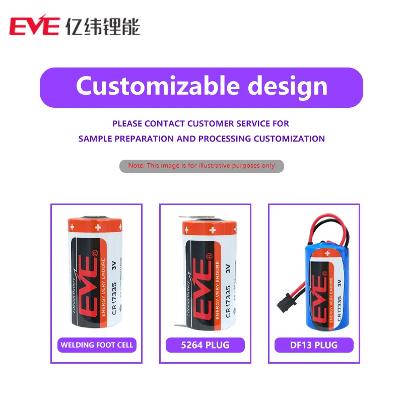 EVE CR17335 3V Lithium Battery Suitable FOR Mitsubishi M80 Driver MR-J4 Servo PLC Replacing Q6BAT Alarm Camera Flash