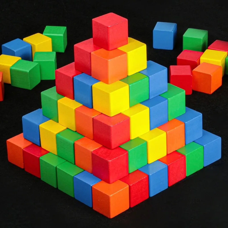 25/50Pcs Colorful Cubes Wooden Building Blocks Stacking Up Square Wood Toy Baby Shape Color Learning Toy for Children 15/20/25mm