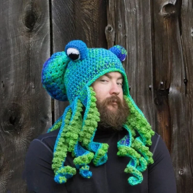 

2024 New Men and Women Party Funny Octopus Headwear Creative Holiday Gift Tricky Wool Hat