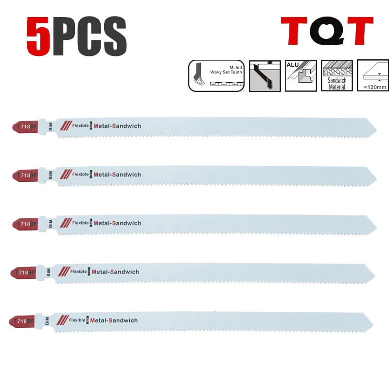 5/10/20Pcs T718Bf 7-Inch 14 Tpi T-Shank Metal Cutting Jigsaw Blades for Laminated Materials, Structural Insulation Panels, Me