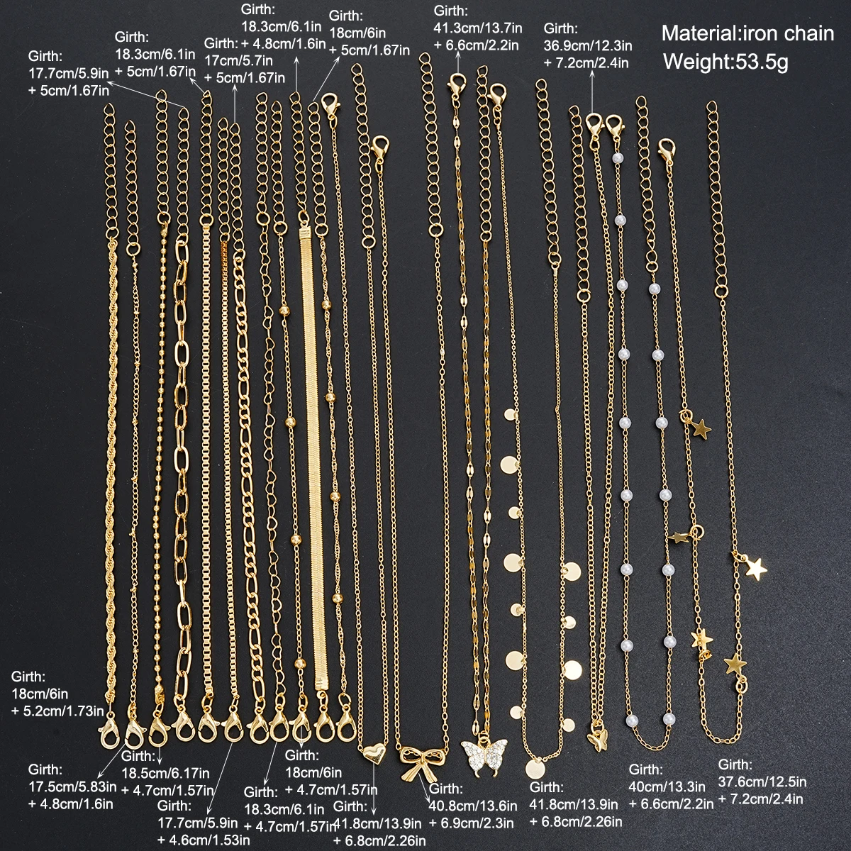 17pcs Fashion Minimalist Jewelry Set For Women Vintage Twist Snake Bone Heart Butterfly Star Pendant Necklace Bracelet Sets Gift image 6