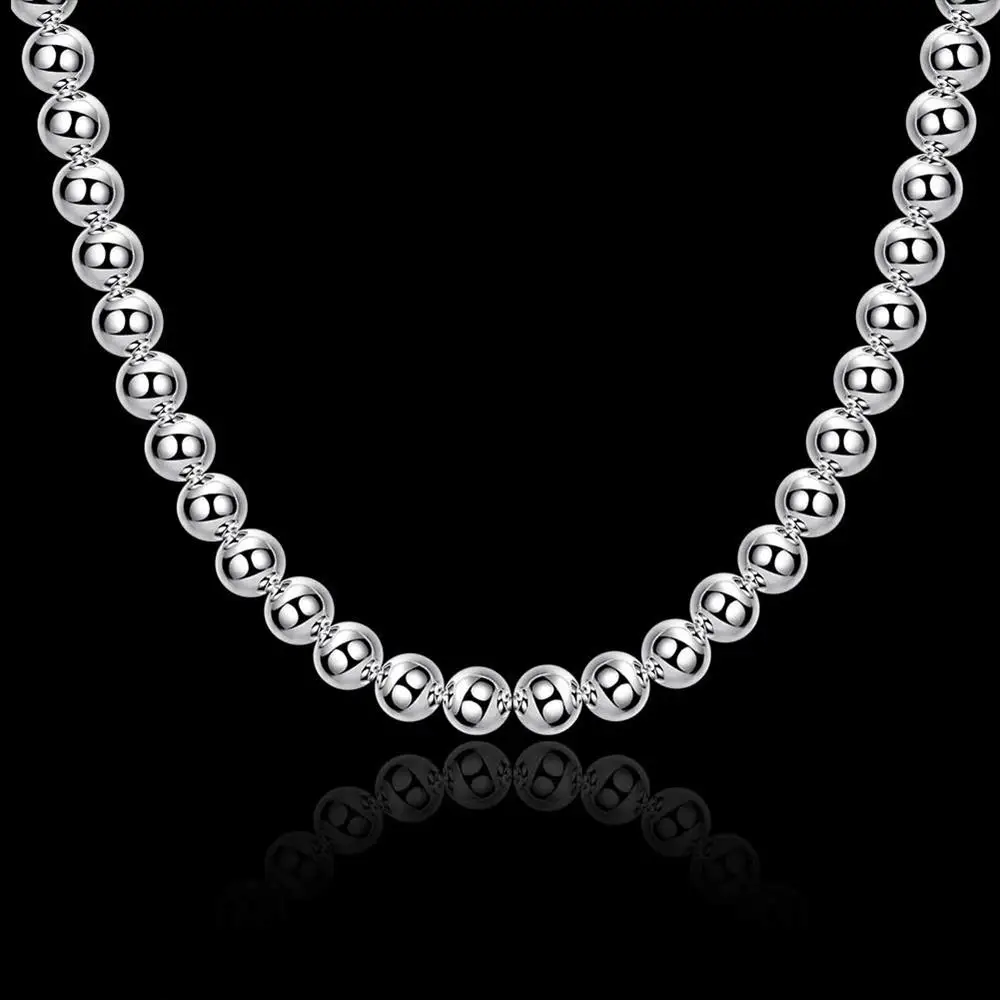 

Fine 925 Sterling Silver Necklaces Jewelry Classic Beads Chain Fashion Trends Necklace For Women Party Christmas Gifts
